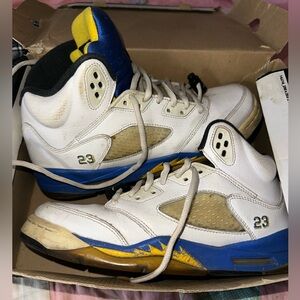 White and Blue Athletic Sneakers